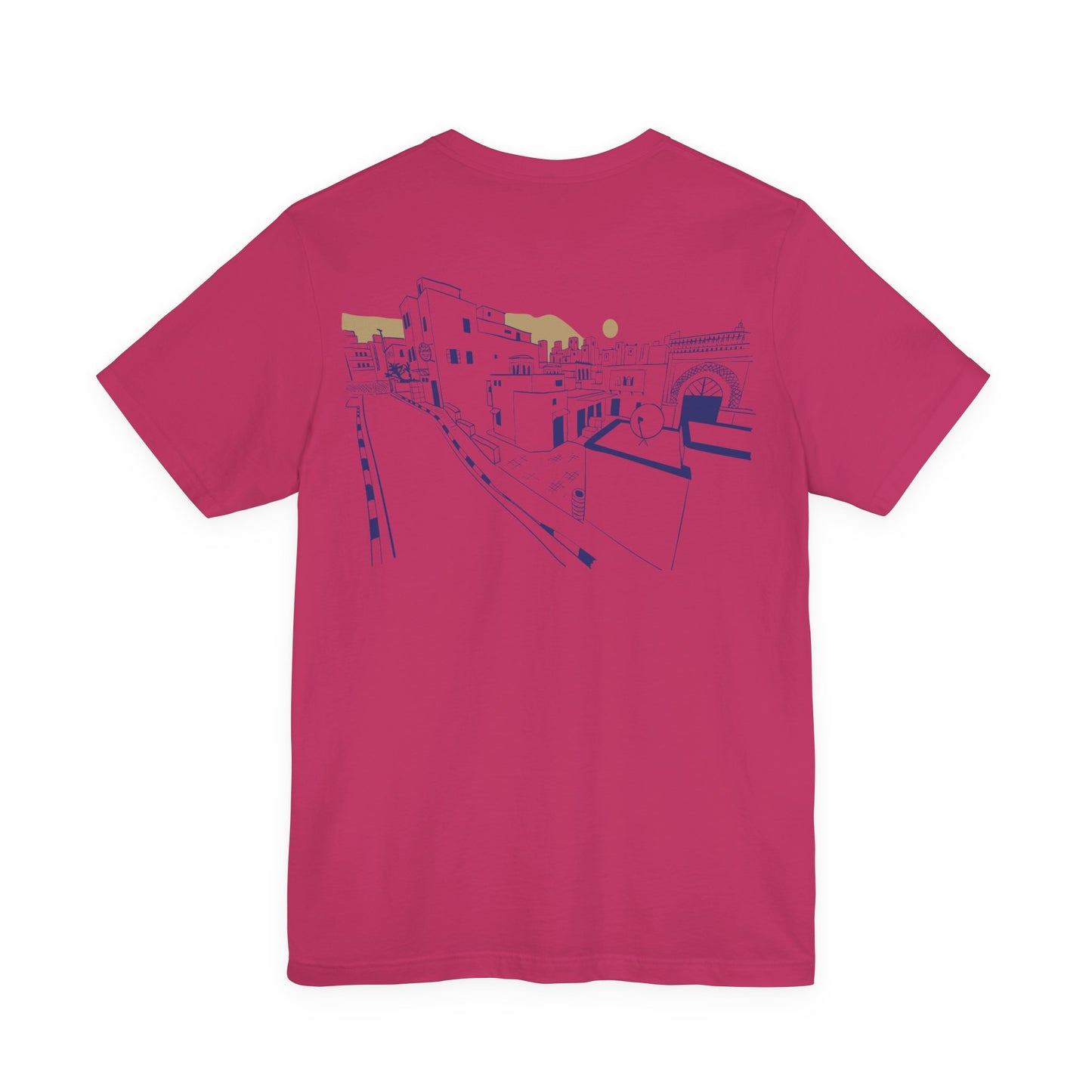 Coastal Town Line Art Tee — Minimalist Seaside Graphic T-Shirt