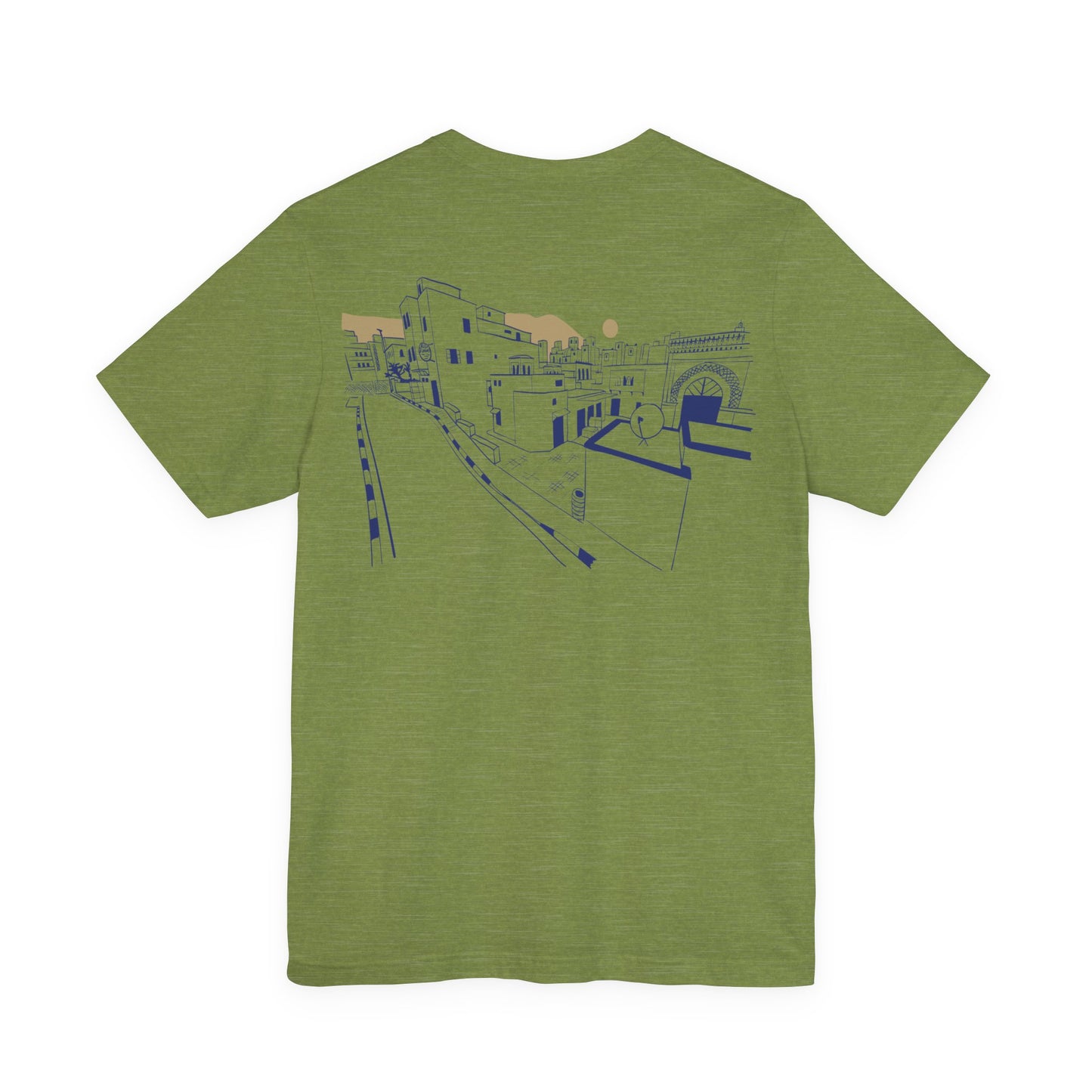 Coastal Town Line Art Tee — Minimalist Seaside Graphic T-Shirt