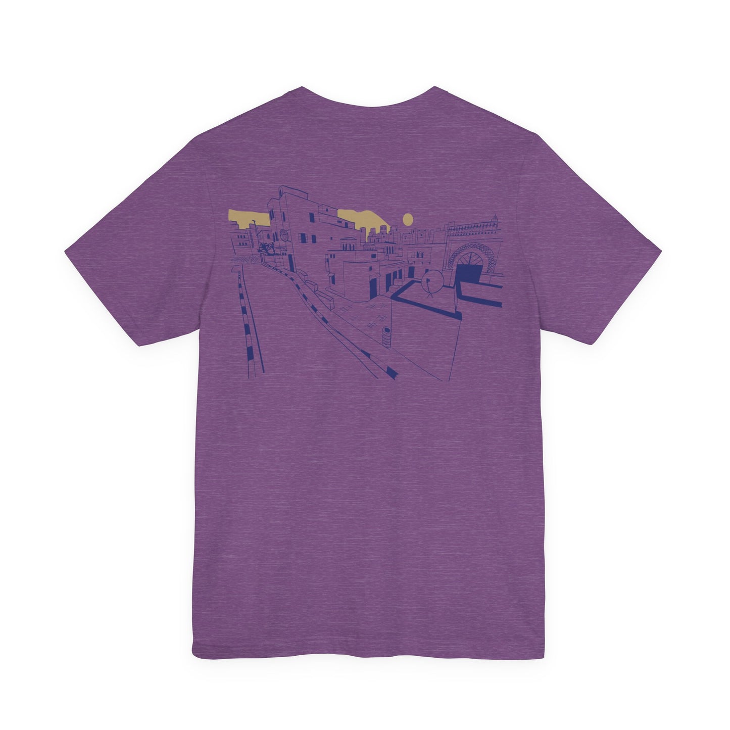 Coastal Town Line Art Tee — Minimalist Seaside Graphic T-Shirt
