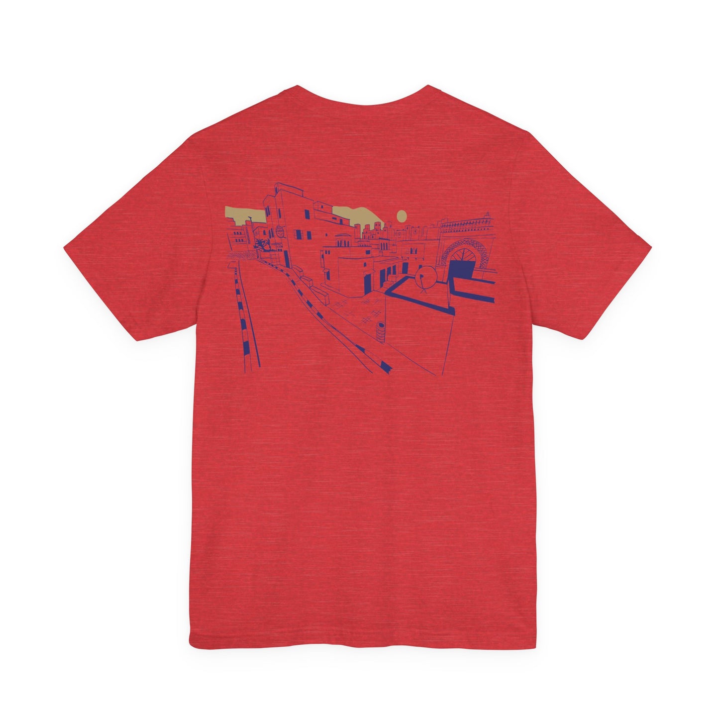 Coastal Town Line Art Tee — Minimalist Seaside Graphic T-Shirt