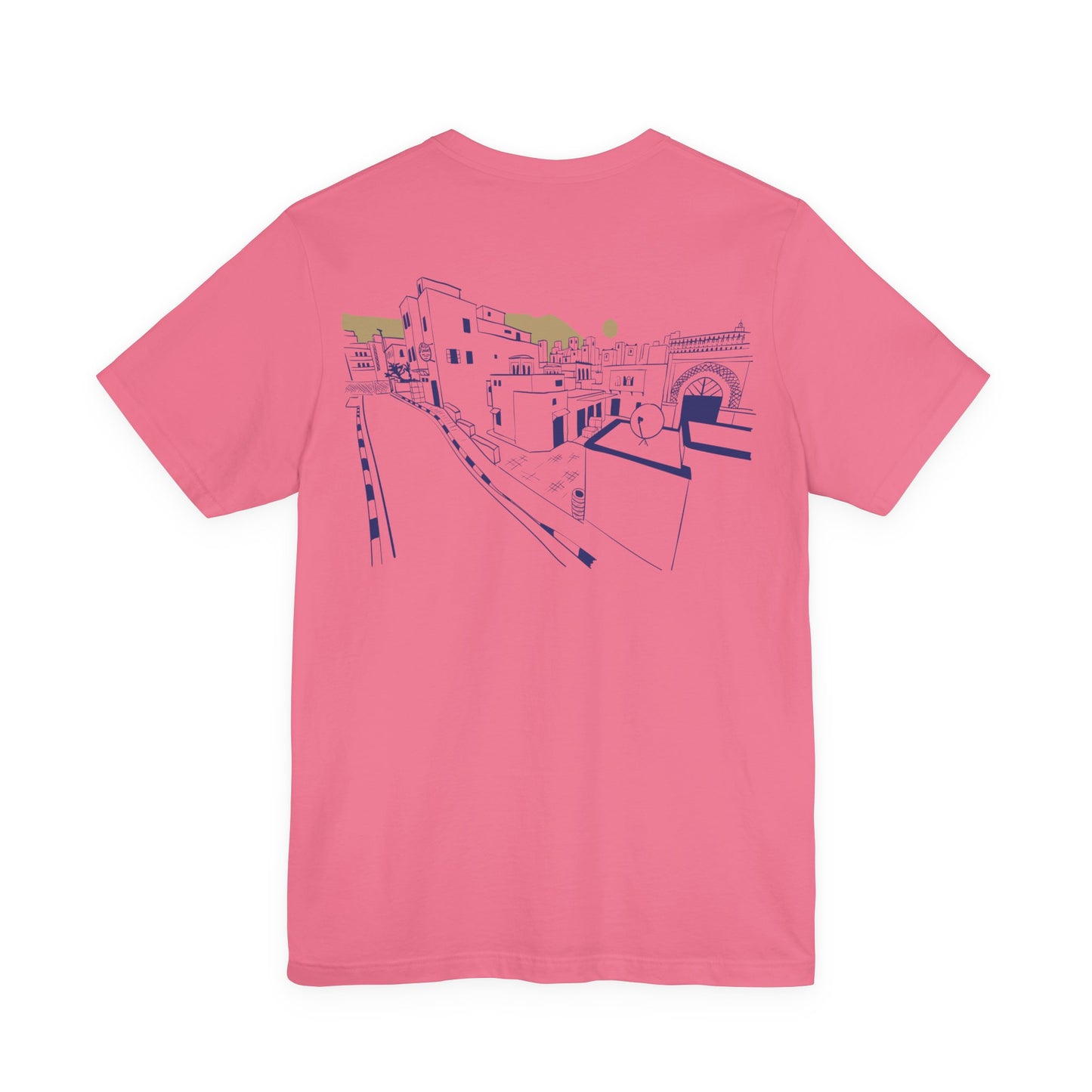 Coastal Town Line Art Tee — Minimalist Seaside Graphic T-Shirt