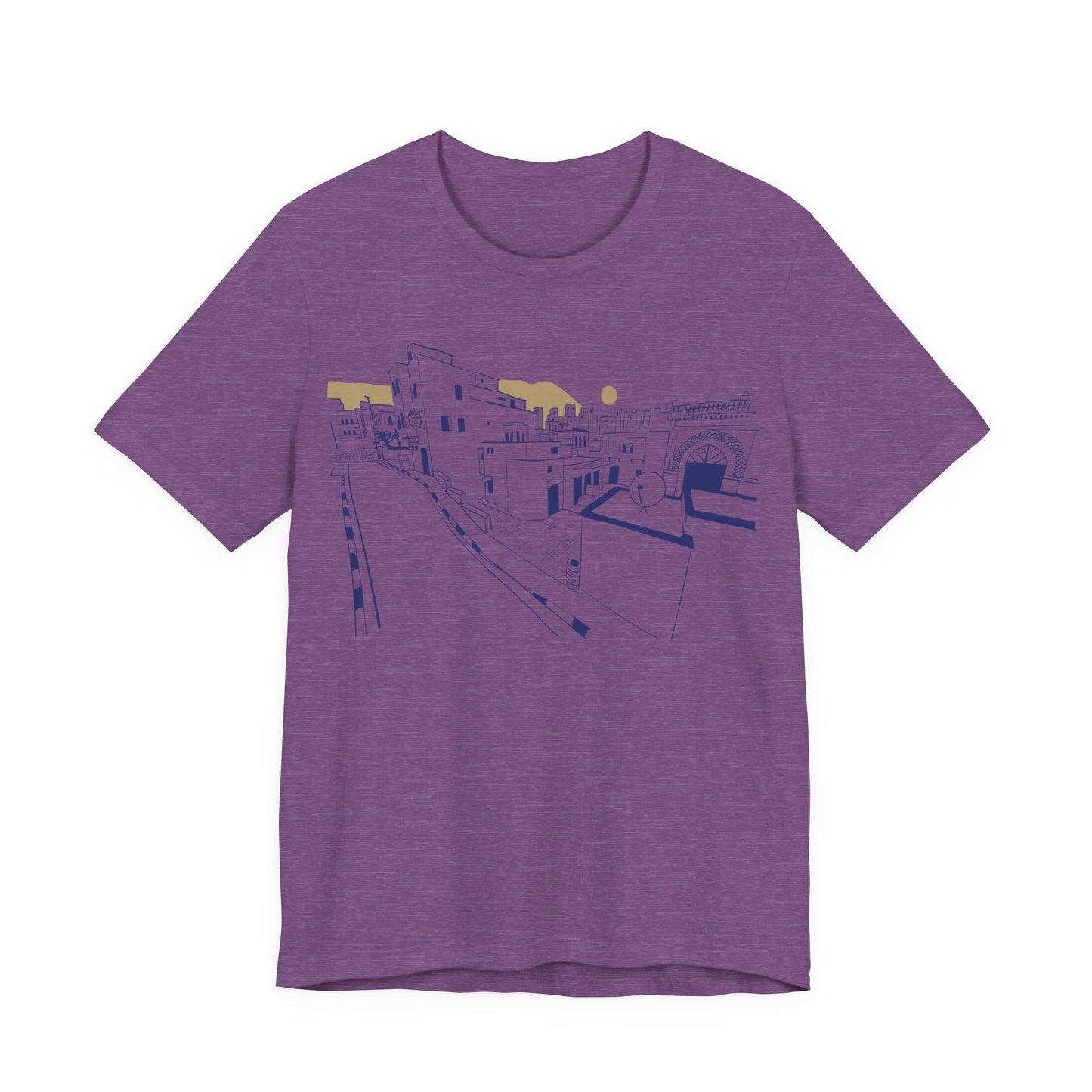 Coastal Town Line Art Tee — Minimalist Seaside Graphic T-Shirt